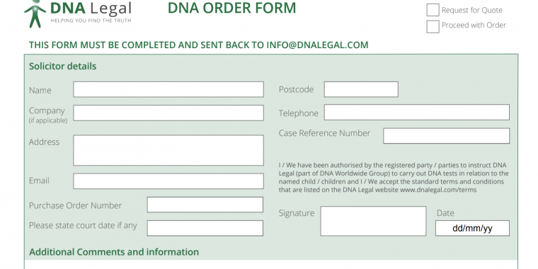 DNA Order form 